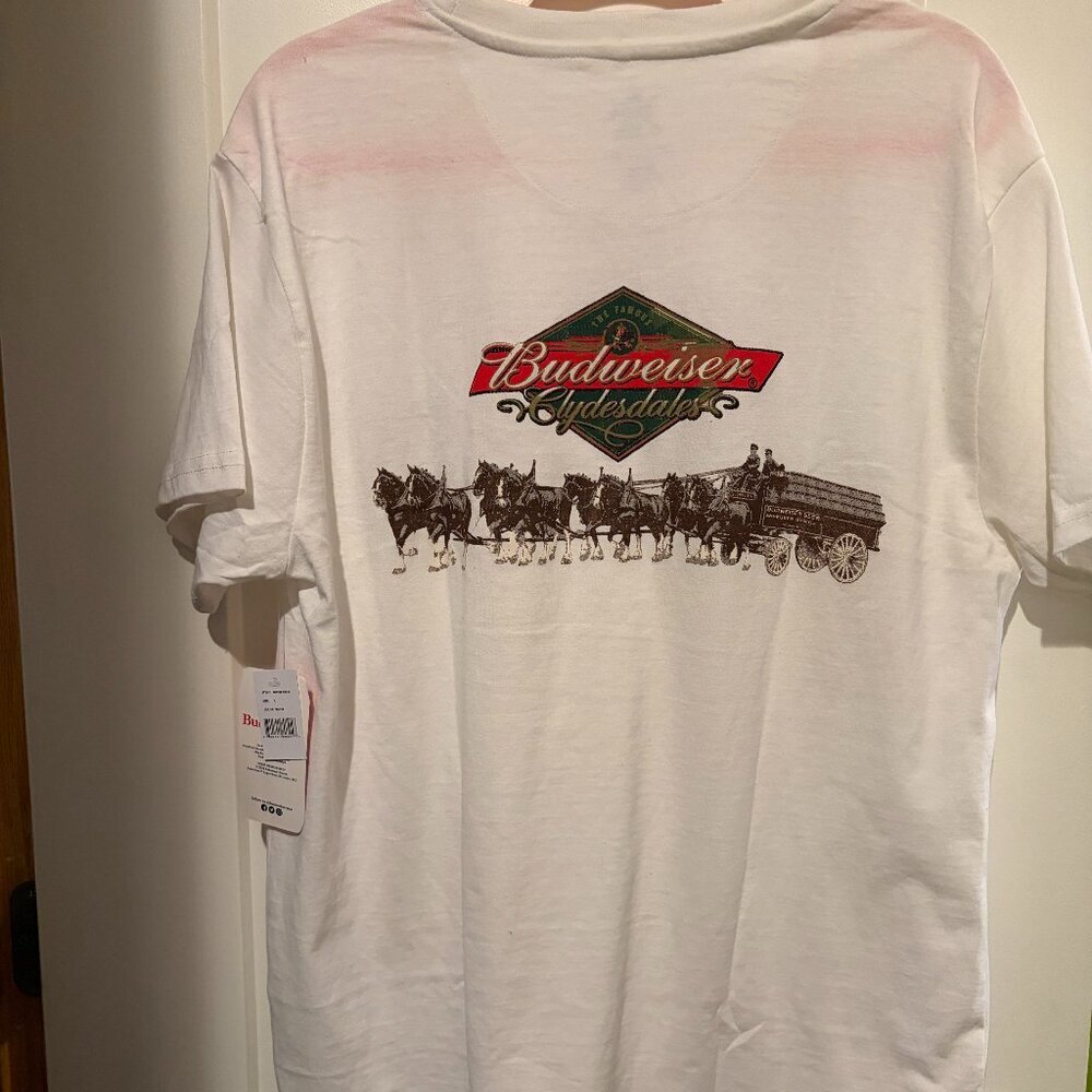Budweiser Classic Clydesdales Graphic T-Shirt White Size L NWT